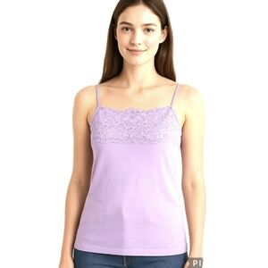 Banana Republic Babydoll Camisole Women's Large Y2K Lace Tank Lavendar Feminine